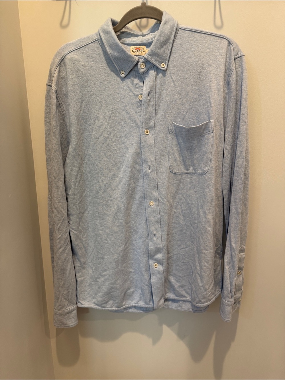 Faherty Pale Blue Long-Sleeve Button-Down Shirt